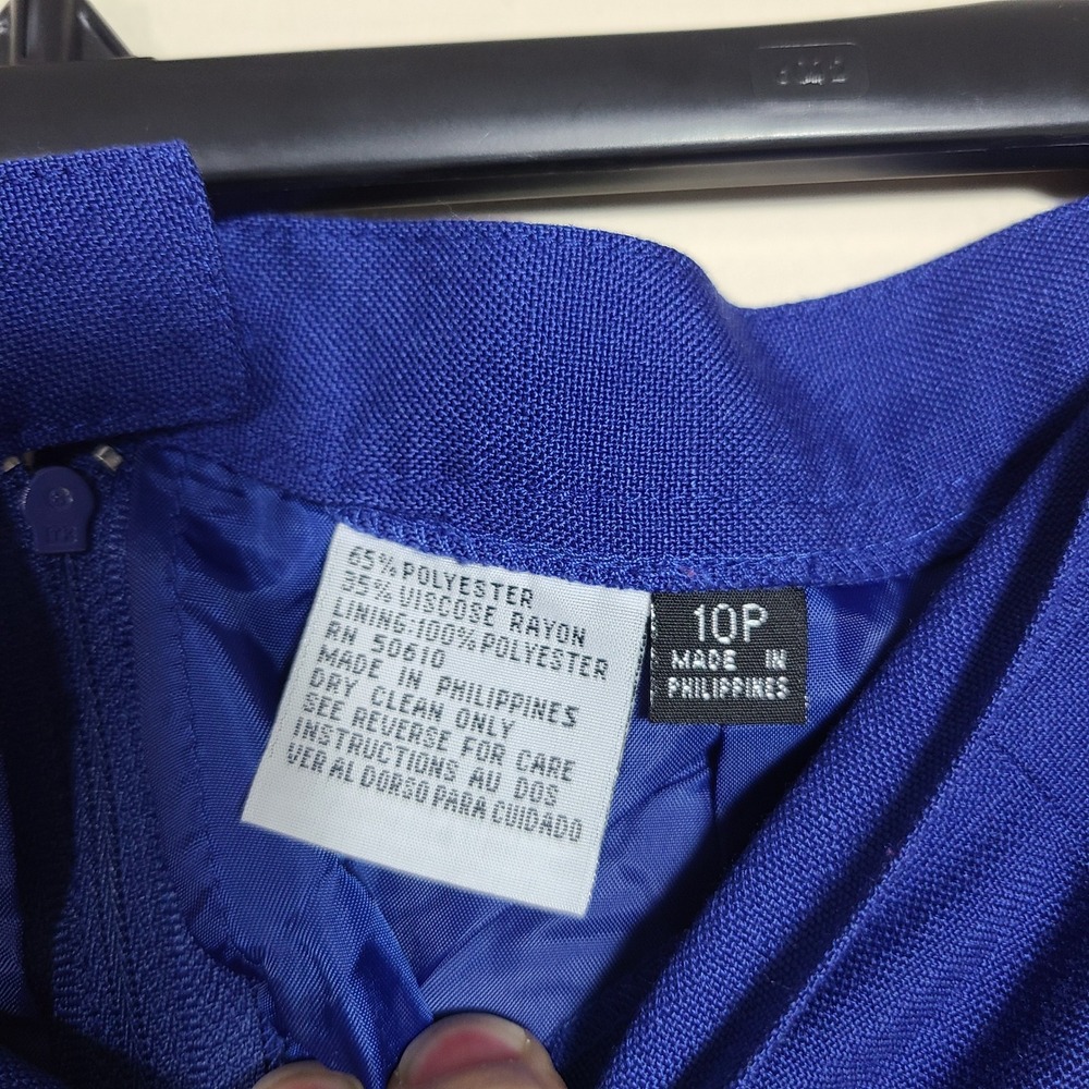 Le Suit Royal Blue Double Breasted Blazer Skirt Suit‎ 10P Office Career Formal - Picture 11 of 15